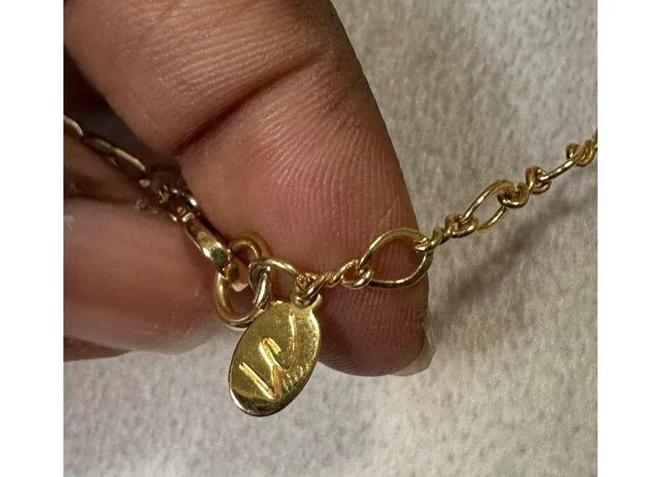 Liz Claiborne Gold Chain Necklace With Amber Tortoise Shell Pendant Toggle Clasp - Image 5