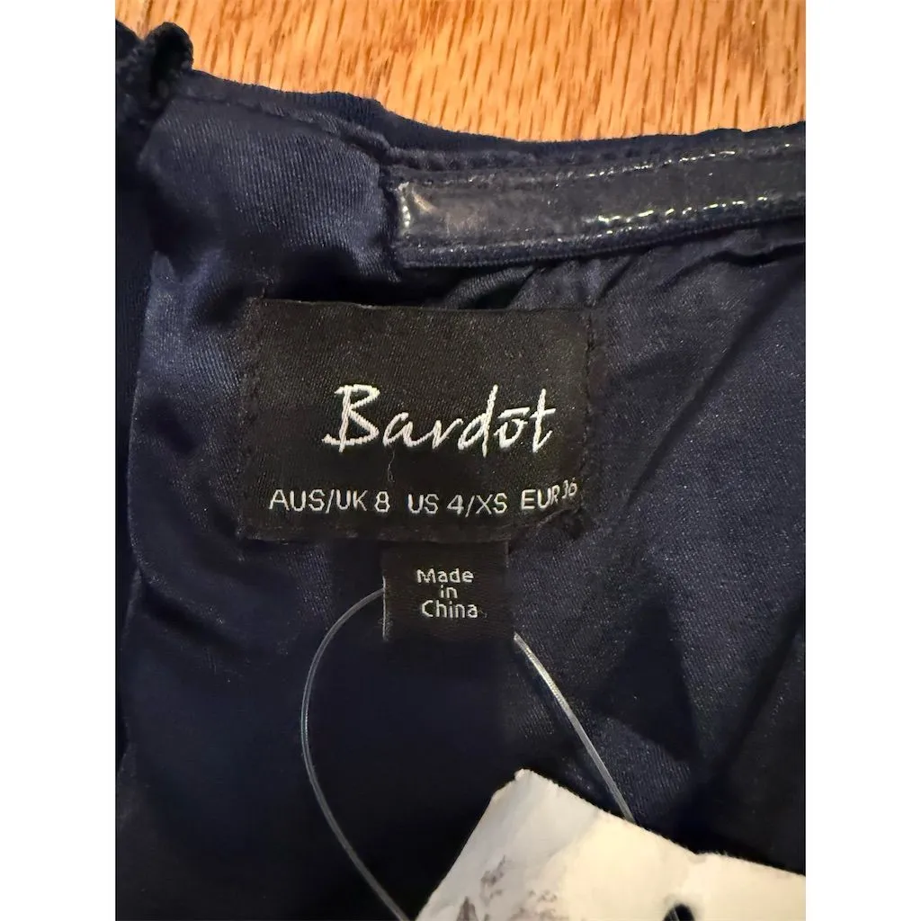 Bardot Women's Off-The-Shoulder Midi Dress Navy Blue sz 4 Party Cocktail - Image 8
