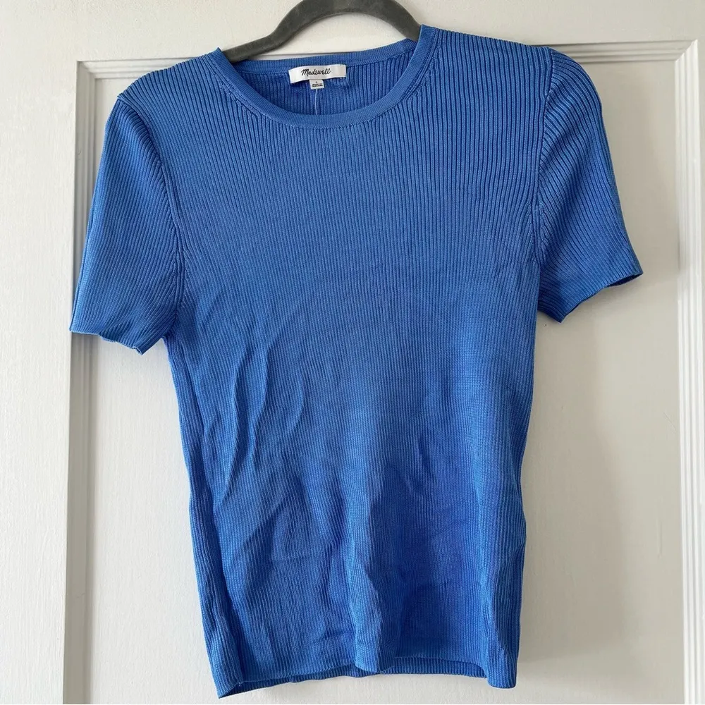 Madewell Micro-Rib Sweater Tee in Celeste Blue Size Small NWT - Image 4