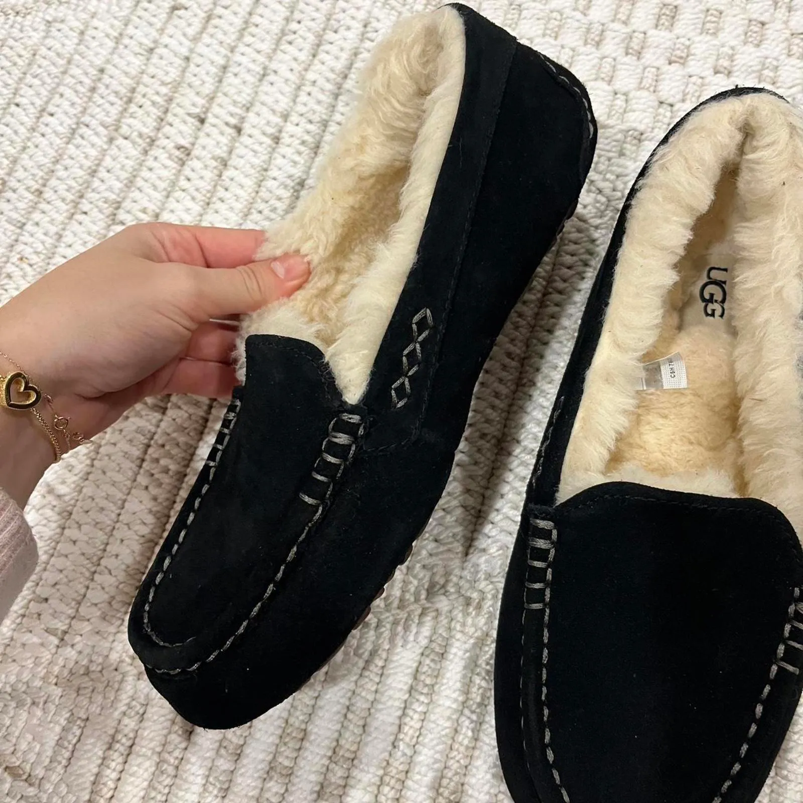 UGG Ansley Water-Resistant Suede Wool Lined Moccasin Slippers - Image 3