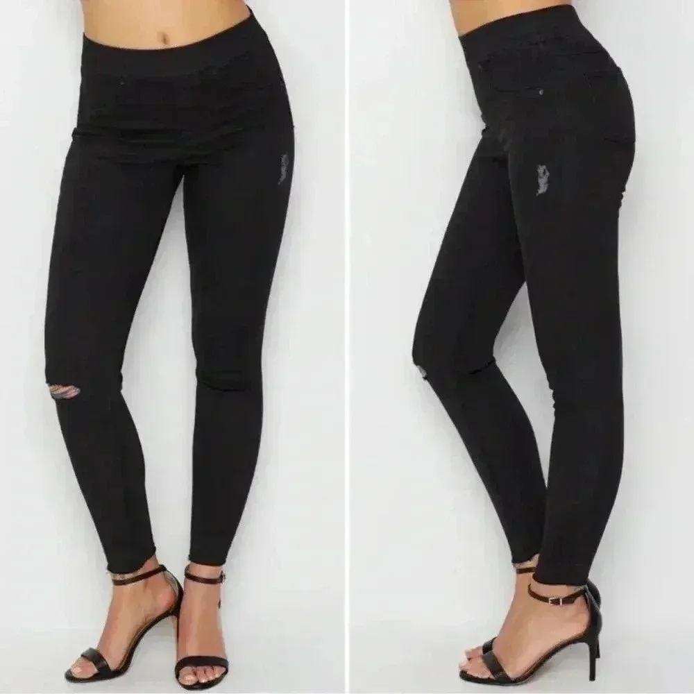 Spanx Vintage Distressed Ankle Skinny Jeans Black Size Medium - Image 2