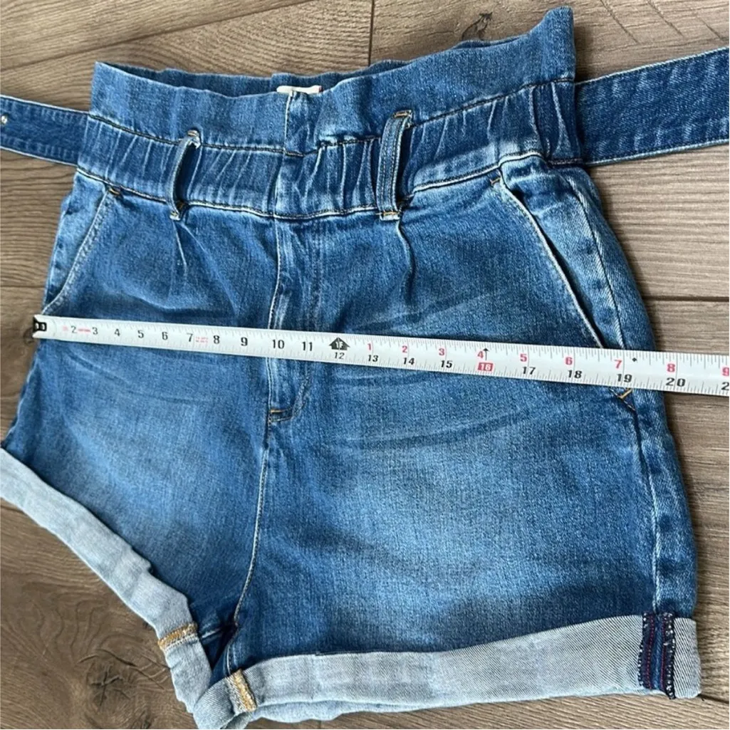 Alice + Olivia Rosemary High Rise Belted Stretch Blue Jean Shorts Size 31 - Image 11