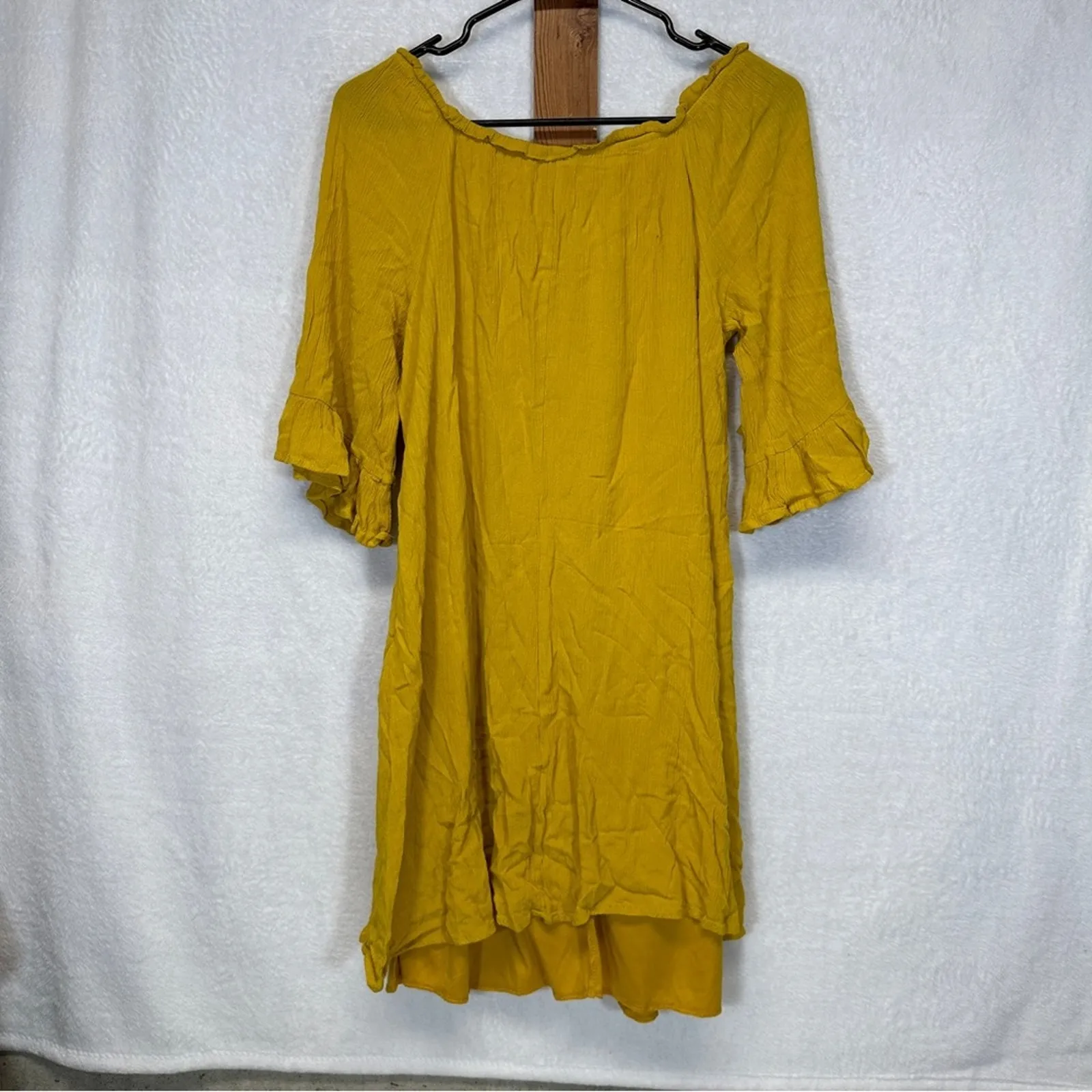 Naïf Mustard Yellow Half‎ Bell Sleeve Button Down Mini Dress Size M Size M - Image 4