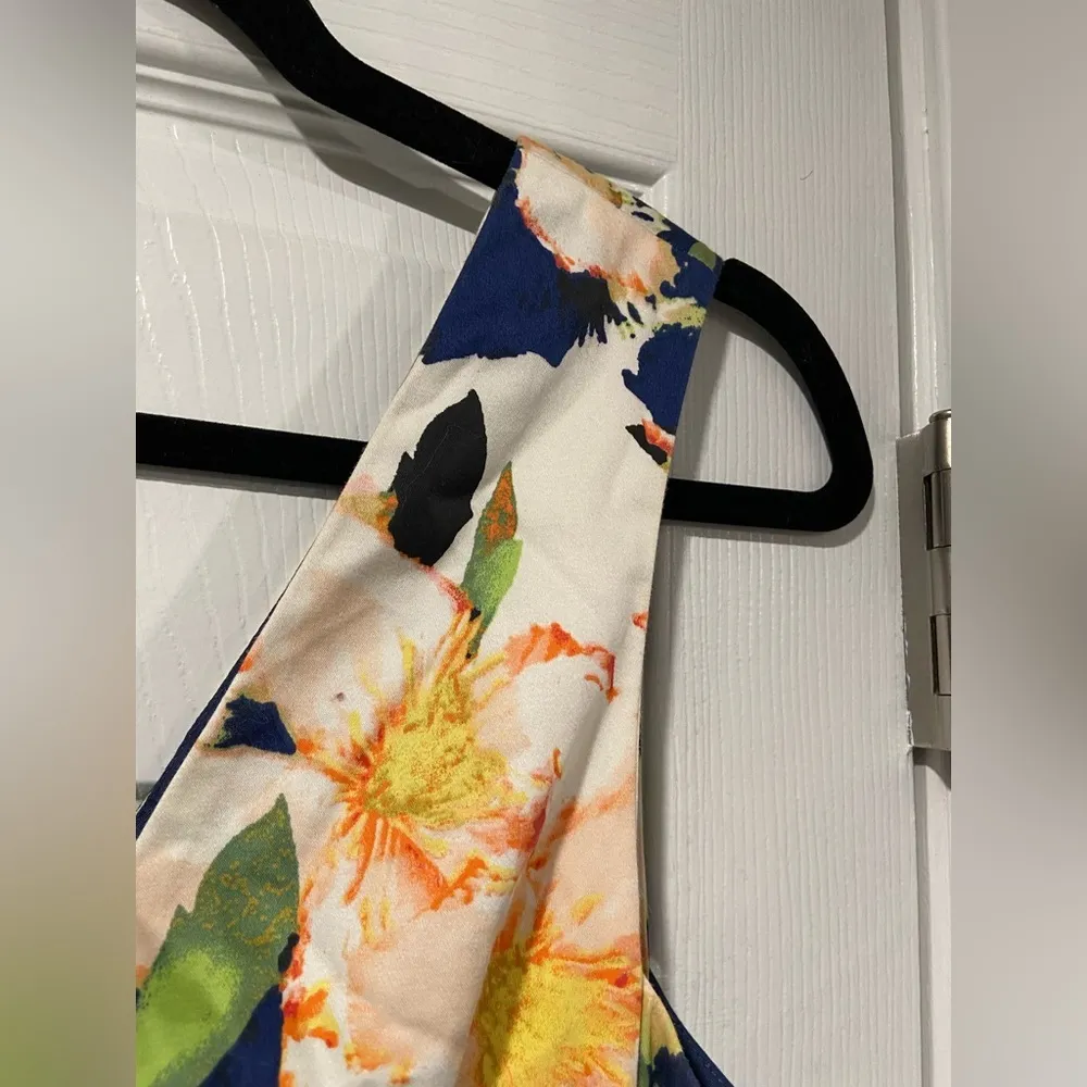 J.Crew Sleeveless Fit & Flare Pleated Skirt Mini Dress Navy Blue Floral Size 6 - Image 5