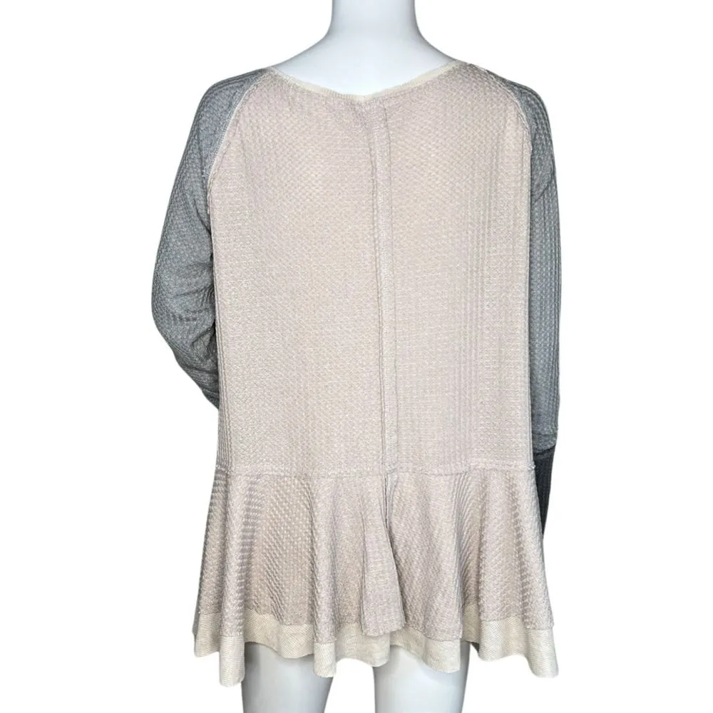 Listicle Shirt Womens Small Pink Gray Colorblock Tunic Peplum Bohemian Lagenlook - Image 4