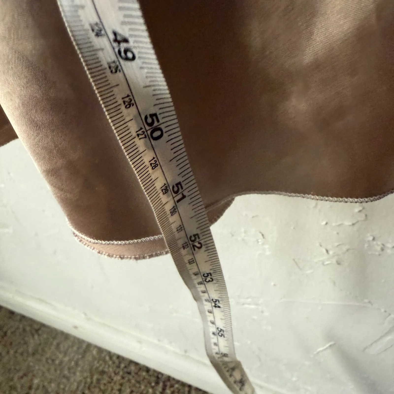 Y2k‎ Champagne Satin Slip Dress Lace Trim Midi Party Going Out Small Tan - Image 8