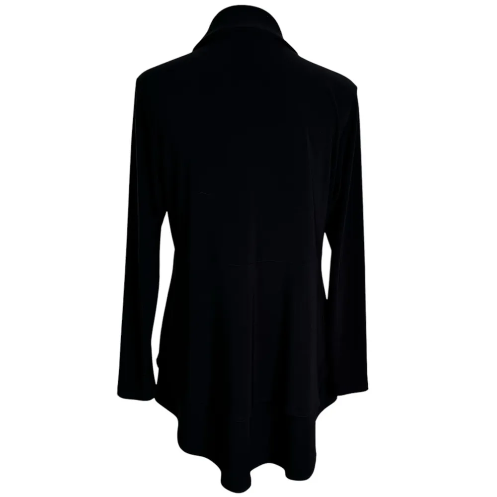 Sympli Charm Jersey Knit Button Front Layered Hem Tunic Top Black Size 8 Gray - Image 6