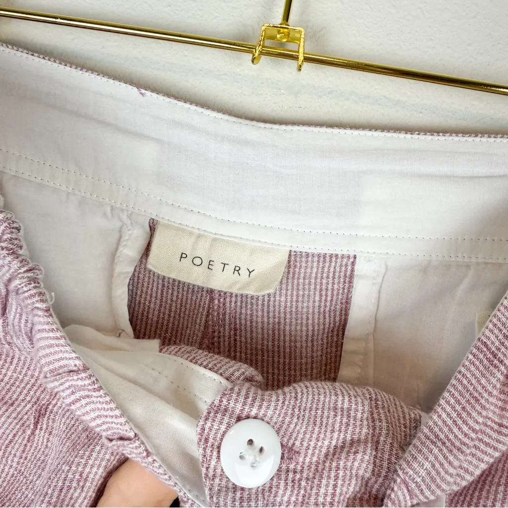 Poetry High Twist Linen Tapered Trouser Pale Pink Gingham Pant Lagenlook Size 6 - Image 10