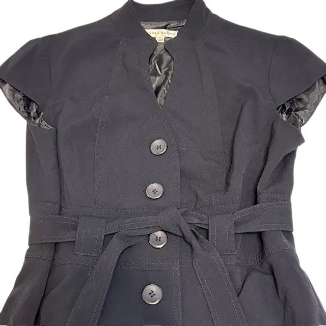 NWT Women's Sandra Darren‎ Navy Cap Sleeve Button down w/Belt Dress Sz 8 - Image 12