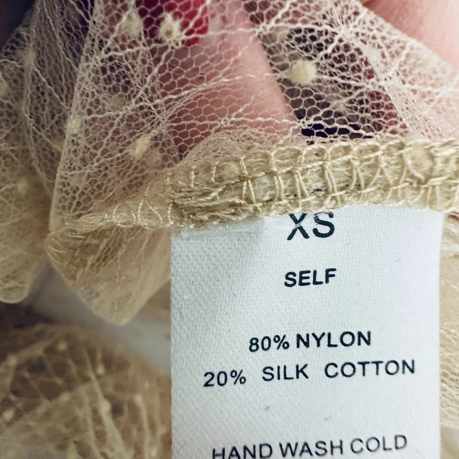 Windsor Sheer Mesh Button Top Cream Long Sleeve Romantic Fairy XS Silk Blend - Image 8