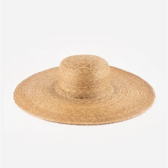 Gigi Pip Jae Wide Brim Boater Straw Hat Sun Protect Vacation Resort Palm Straw Tan - Image 2