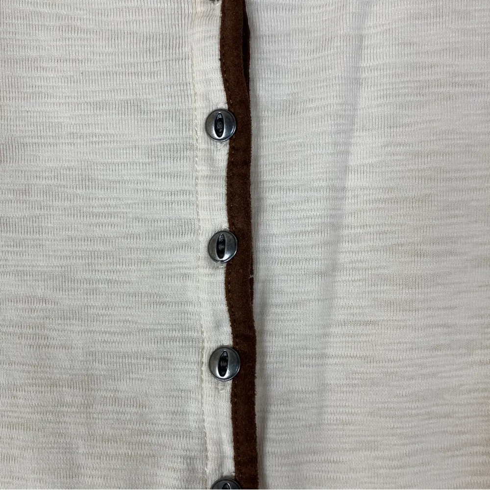 Ralph Lauren | Lauren Jean Company Cream Rolled Sleeve Western Flare Henley Tee - Image 2