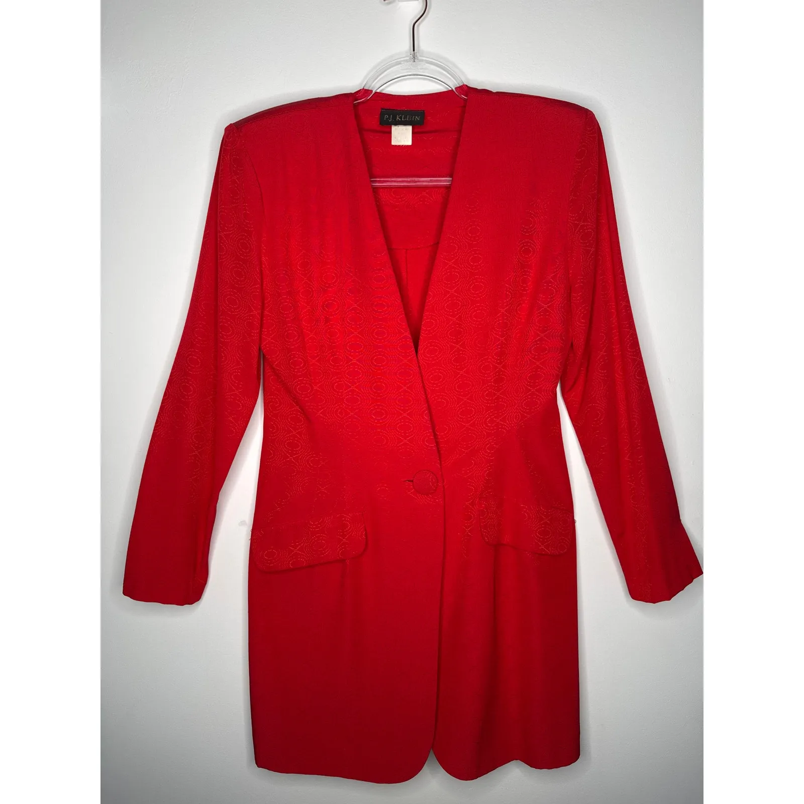 Late 1980s–Early 1990s P.J. Klein Red Textured Longline Blazer USA made Medium - Image 5