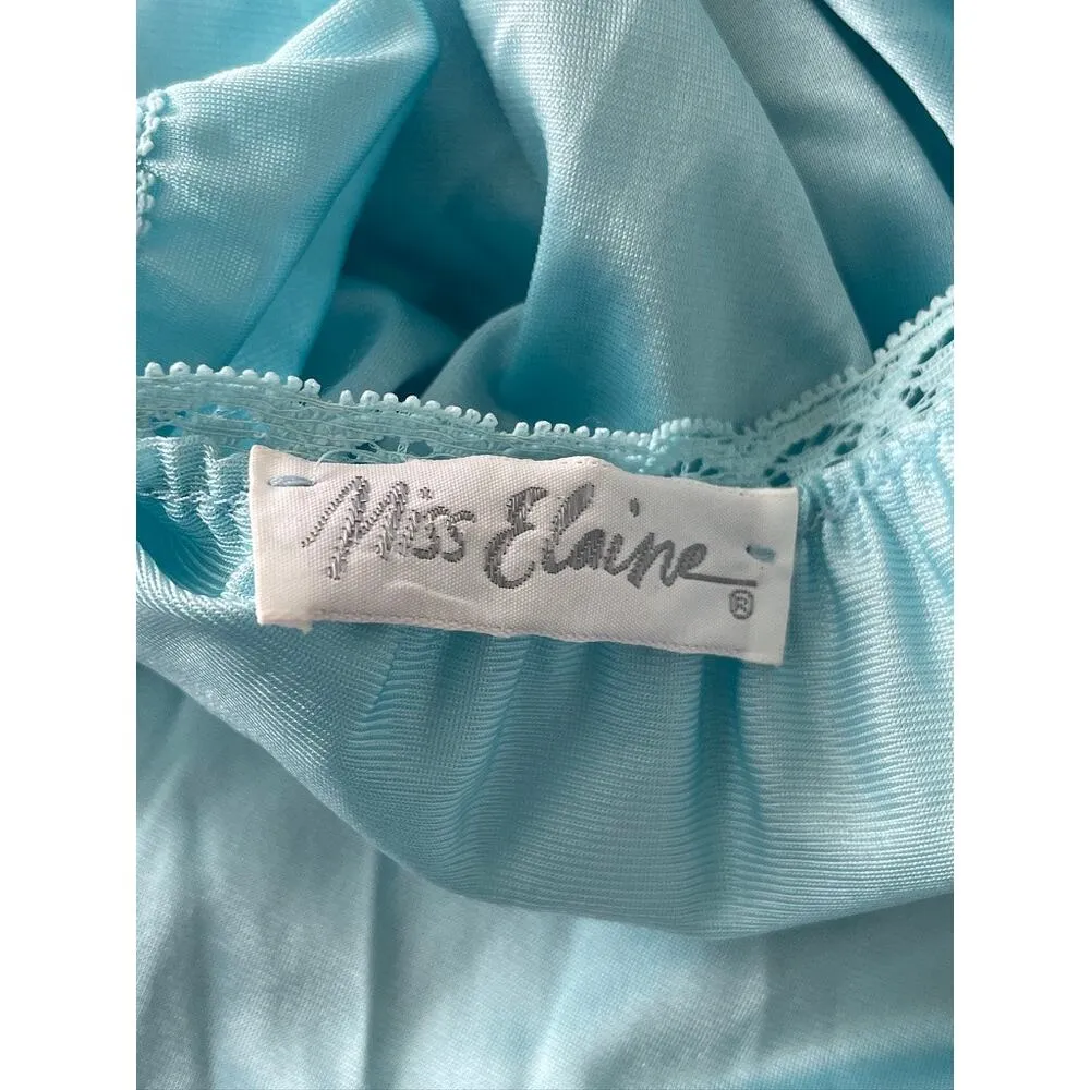 Vintage Miss Elaine Nylon Peignoir Set Gown and Robe Blue Size M - Image 8