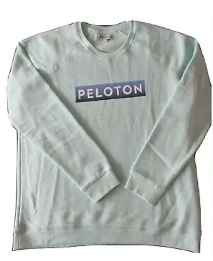 Peloton Womens Large Crew Neck Cycling Spell Out Logo Light Blue Sweatshirt - Image 1
