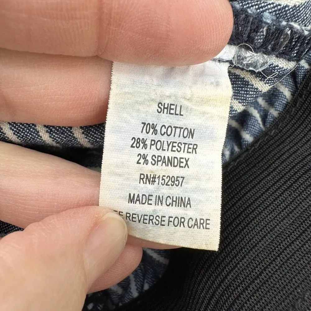 Altar'd State Bell Bottom Flare Blue White Stripe Pull On Jeans Size XS Stretch - Image 7