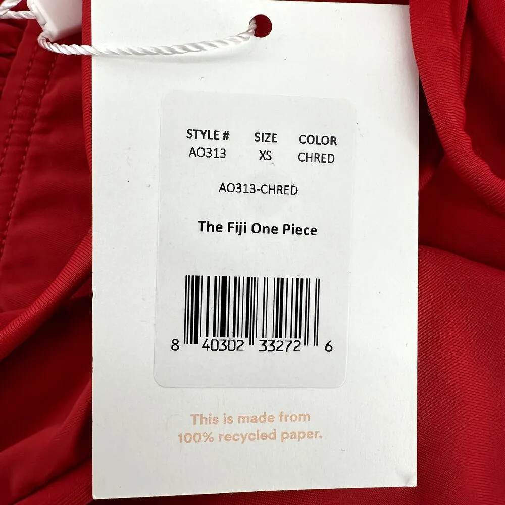 Andie The Fiji One Piece Swimwear Stappy Cami Tie High Leg Cherry Red XS NWT - Image 5