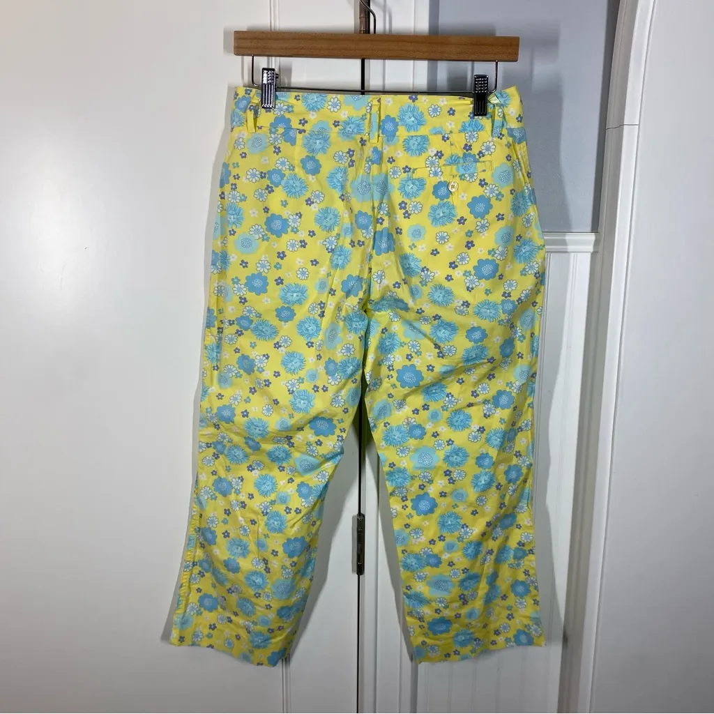 Vintage Lilly Pulitzer Ankle Length Yellow Blue‎ Floral Print Cuba Libre Size 4 - Image 3