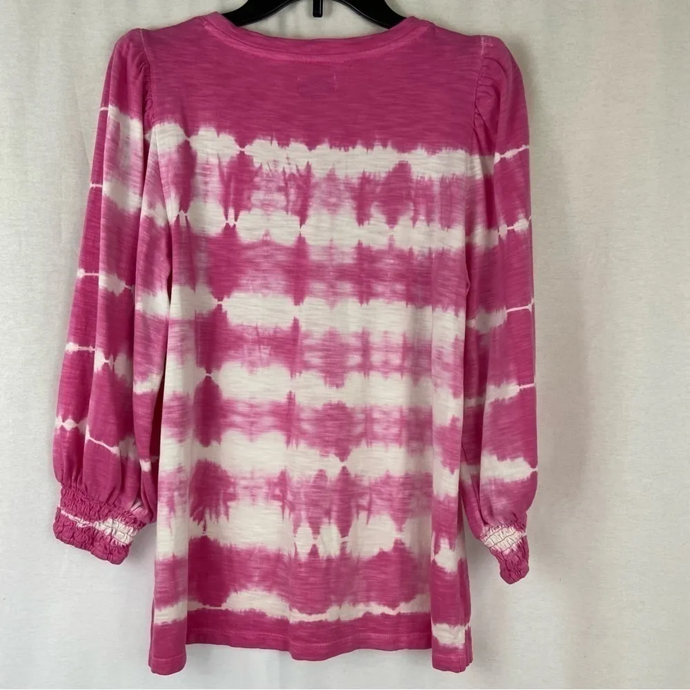 Crown and Ivy Pink Tie Dye Puff Sleeves Top Women’s Size Medium Barbie - Image 5