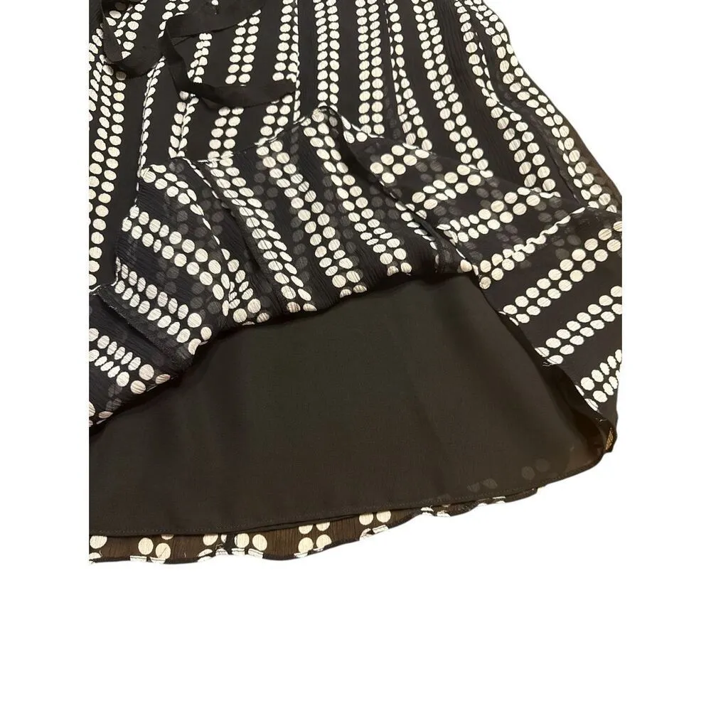 Uniform John Paul Richard Polka Dot Crepe Skirt 100% Silk Womens Size 10 Black - Image 3