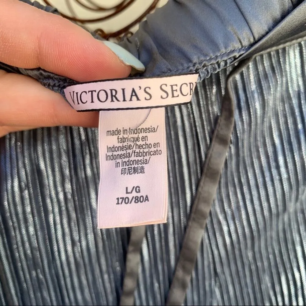 Victoria’s Secret silver metallic pleated lounge shorts - Image 2