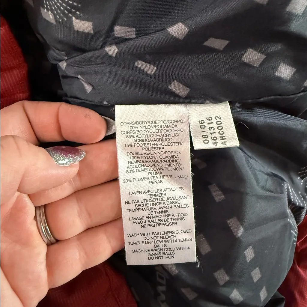 Salomon Women's Down Filled Quilted Winter Coat Jacket Faux Fur Trim Hood Red M - Image 9