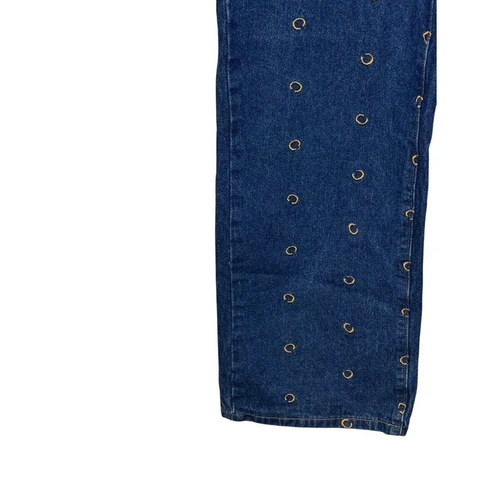 Cider Women's Jeans All Over‎ Scatter Logo "C" Wide Leg Flare Denim Blue Medium - Image 3