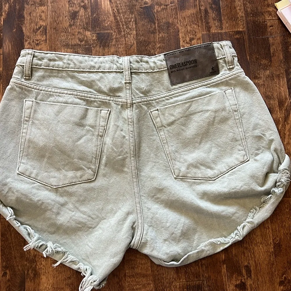ONE TEASPOON Bandit "Faded Khaki" Denim Shorts Size 31 - Image 2