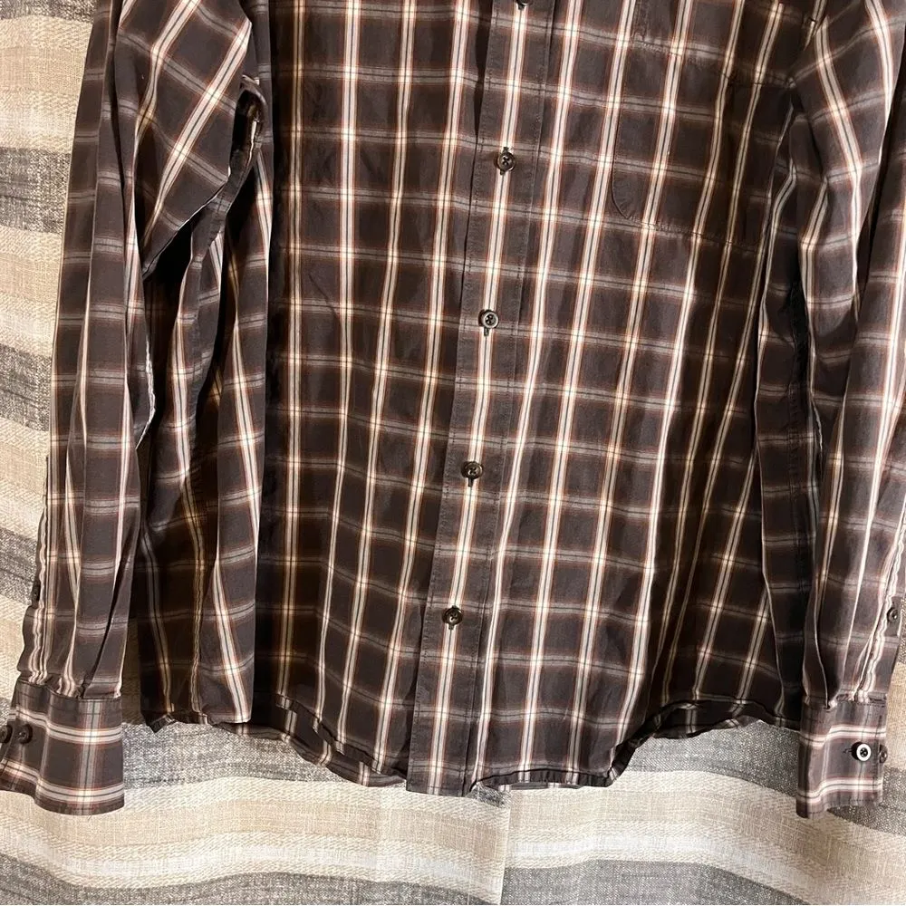 Eddie Bauer Brown Plaid Button Down Shirt Size XL‎ - Image 5