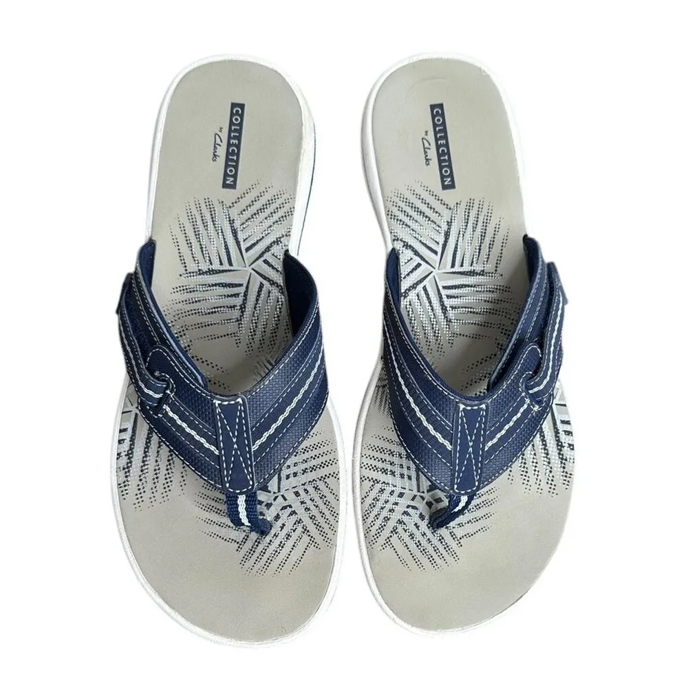 Clarks Collection Brinkley Jazz Thong Flip Flop Sandals Womens Size 9 Navy Blue - Image 2