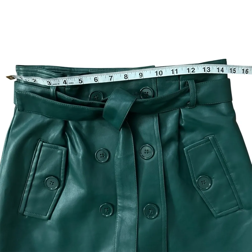 Forever 21 Faux Leather Wrap Belted Mini Skirt Green Size Medium - Image 6