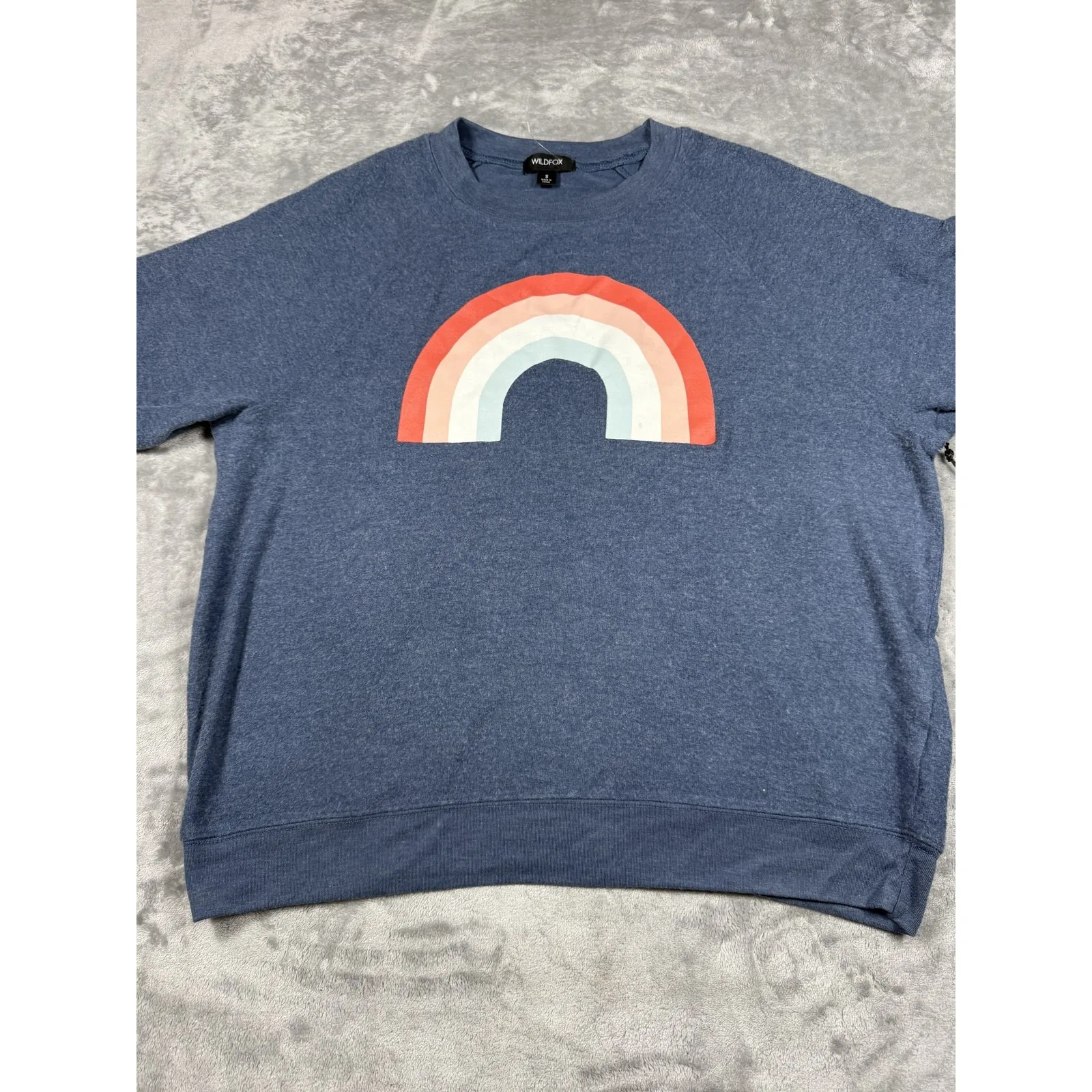 Wildfox Sweatshirt Womens Small Blue Rainbow Crewneck Pullover Graphic Soft New‎ - Image 5