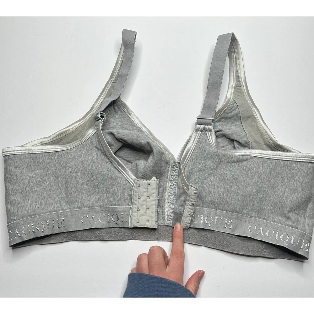 Cacique grey unlined wireless wire free full coverage bra 46DD - Image 3
