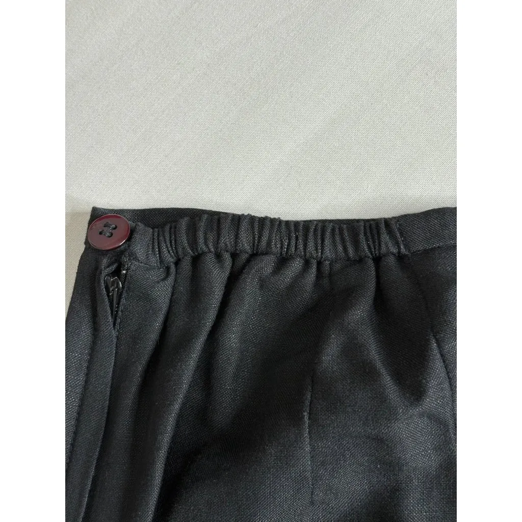 Plaza South Black Linen Tapered Pants Sz 18 Minimalist ‎ Slit Hem - Image 8