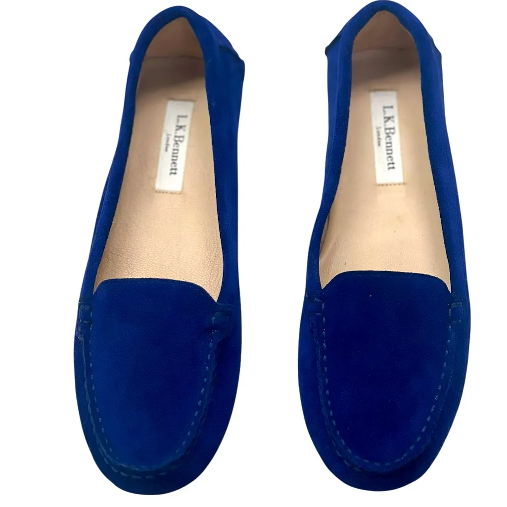L.K. Bennett Blue Suede Loafers EU 36 US 5.5 Made in Italy Luxury Flat Chic NWOT - Image 4