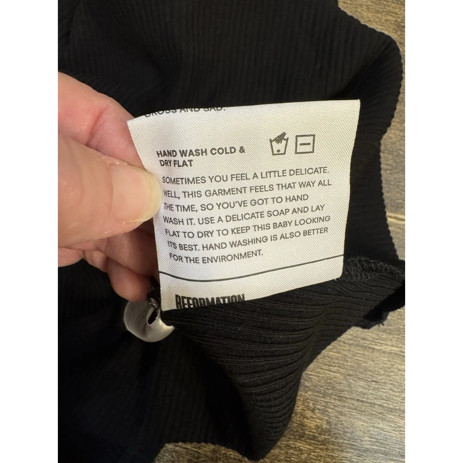 Reformation Bri Black Knit Ribbed Mini Dress Ruffle Details Size‎ Large - Image 9