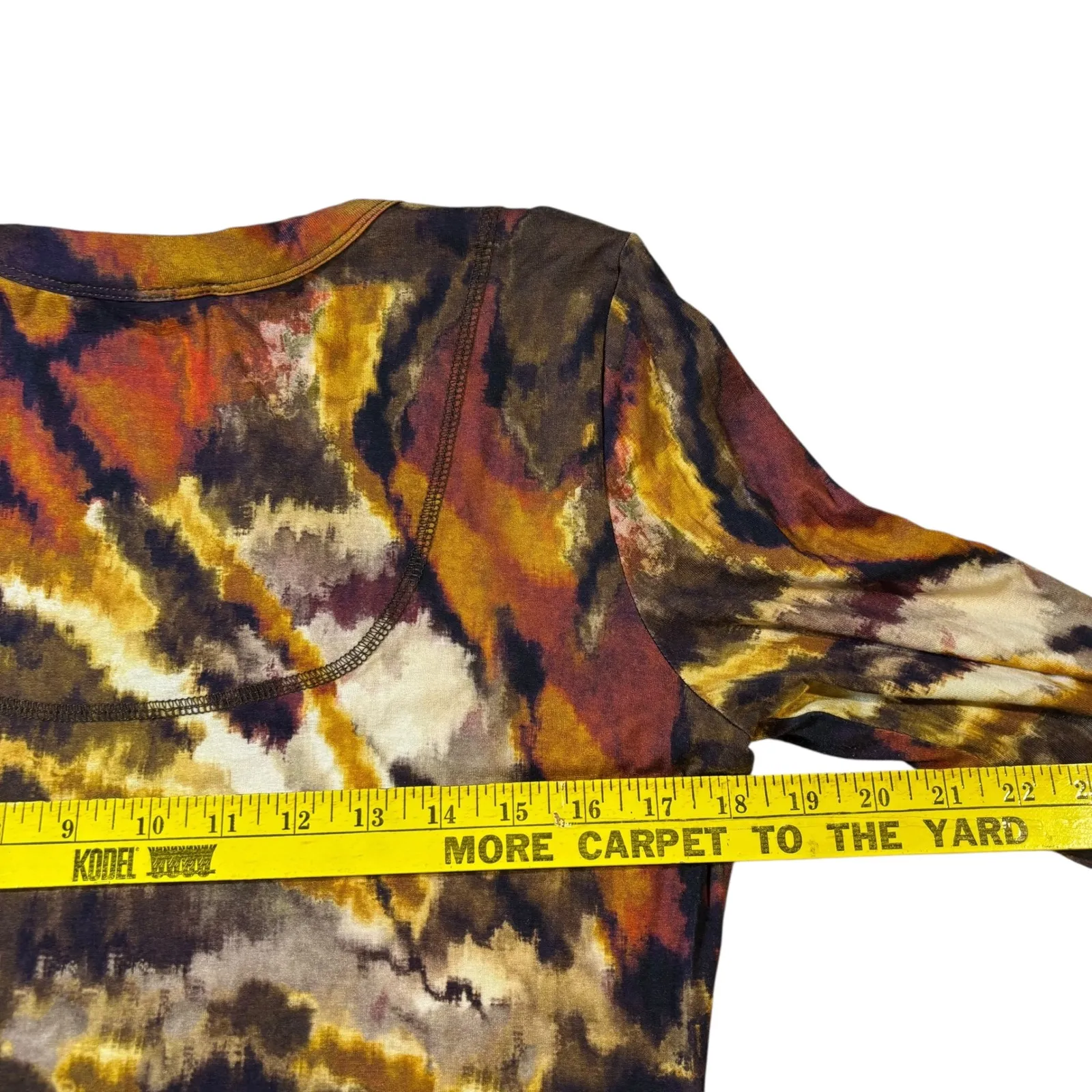 Karen Kane Long Sleeve Dress Large‎ Orange Brown Abstract Print Stretch Casual - Image 6