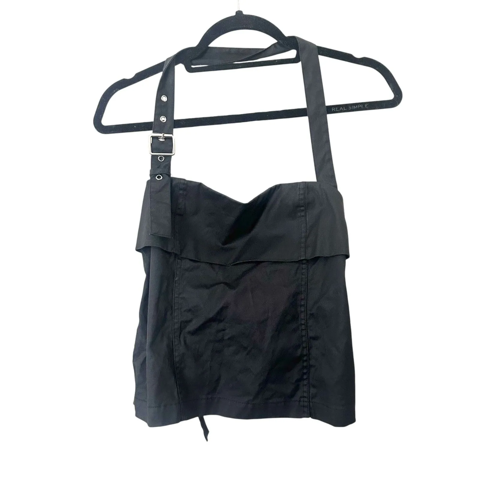 ZARA Buckled Halter Top Black Small - Image 3
