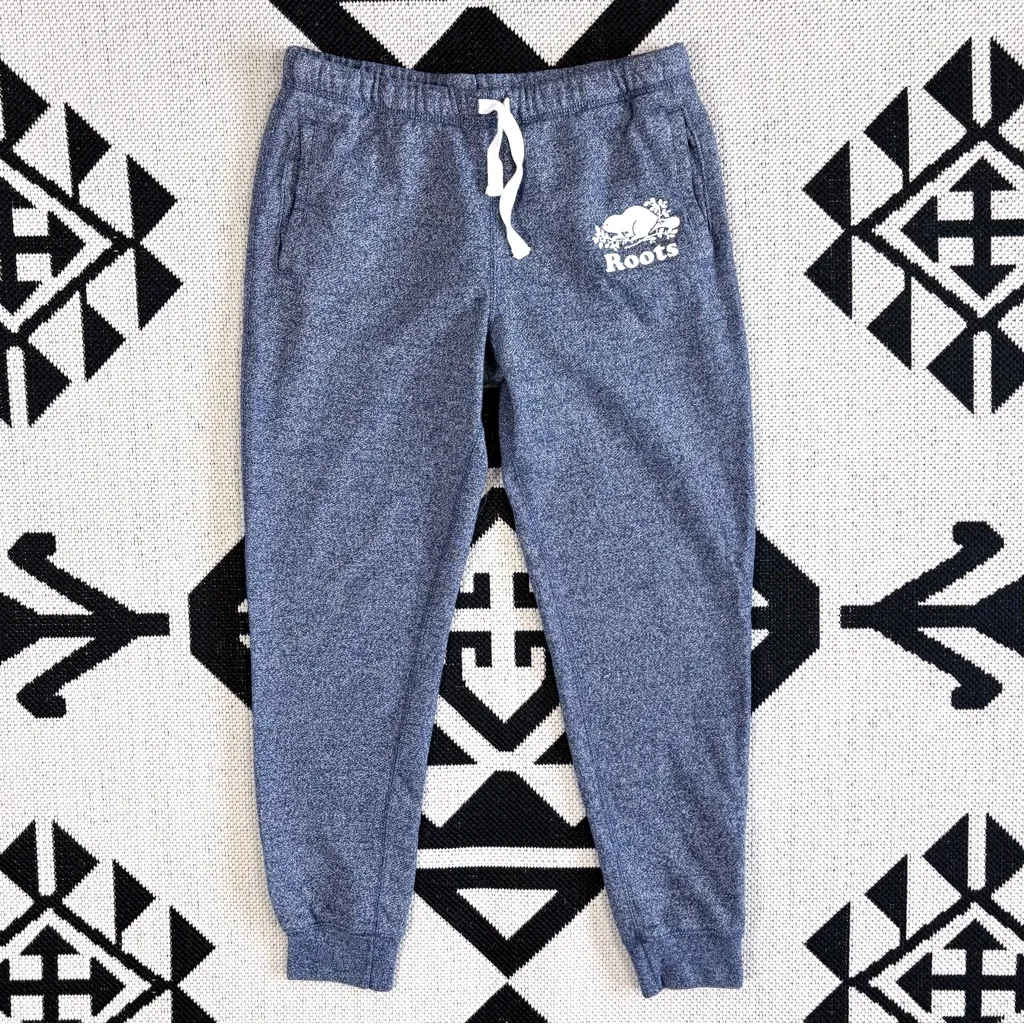 Roots Organic Original Slim Cuff Sweatpants in Navy Blazer Pepper Medium - Image 2