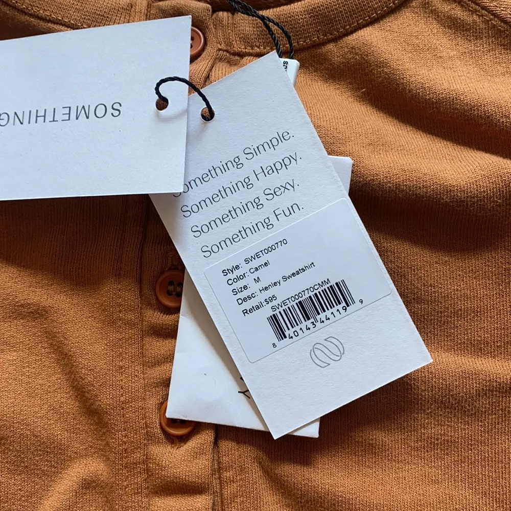 Henley Sweatshirt In Camel - Image 4