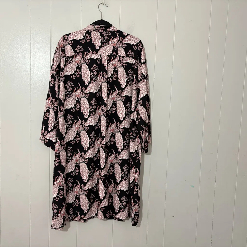 Florence Broadhurst For “GIVONI" Nightdress Japanese Floral Black /Pink Size L Size L - Image 10