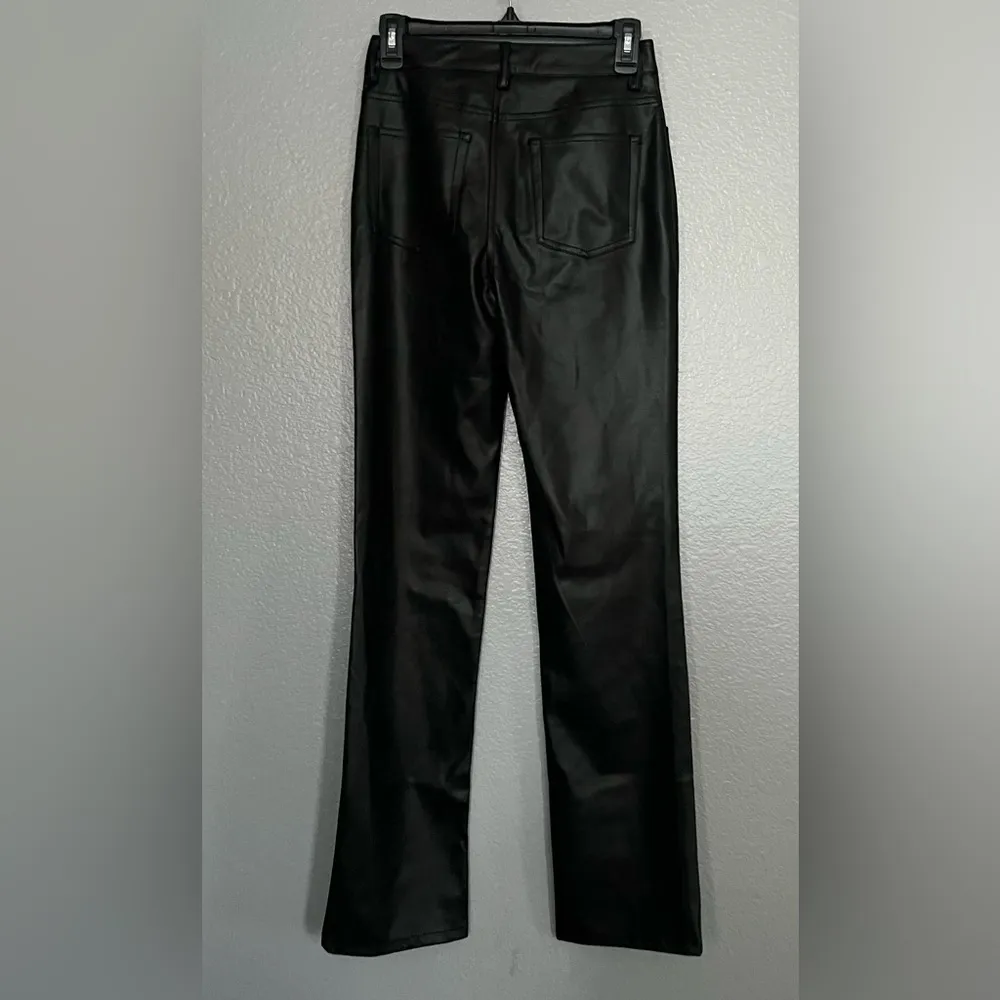 Staud Chisel Faux Leather Straight Pants in Black - Image 7