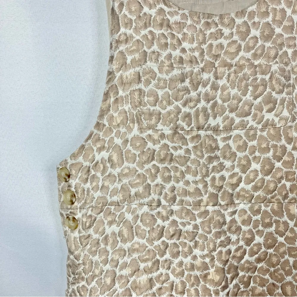 Boutique Storia Beige Champagne Leopard Print Overall Mini Dress M - Image 4