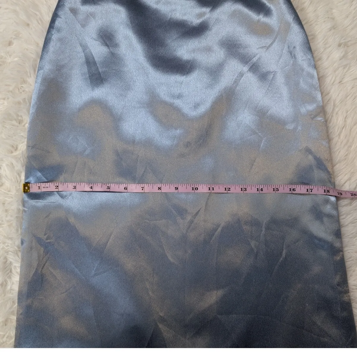 Y2K Vintage Long Formal Satin Straight Maxi Skirt Blue Size XS - Image 4