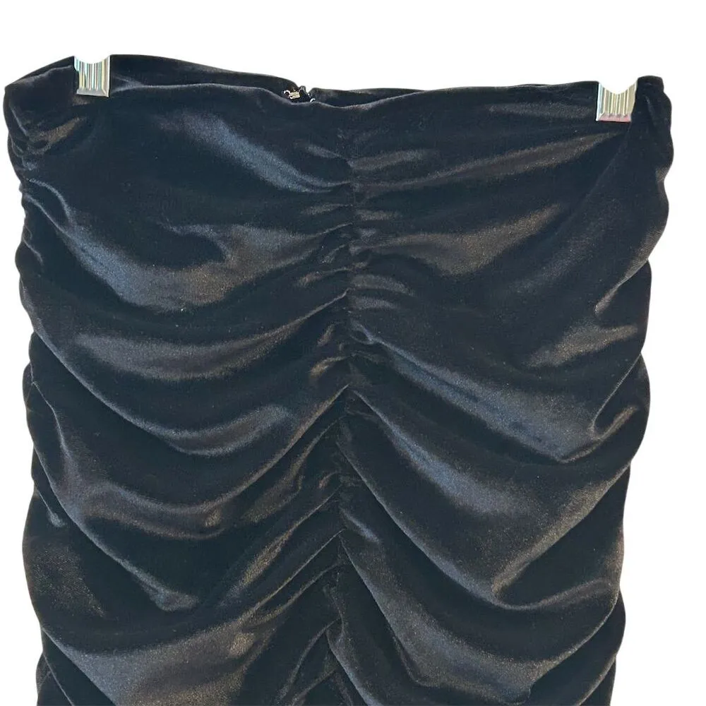 Topshop Women Black Velvet Ruched Skirt Size 4 Casual - Image 3