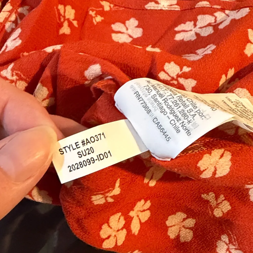 Madewell Ruffle Wrap Midi Skirt Orange Floral Long Modest Size 4 AO371 - Image 8