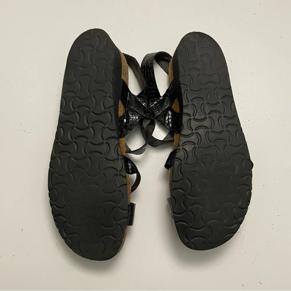 Naot Sandals Kayla Cork Footbed Straps Comfort Travel Reptile Print Black Size 11 - Image 11