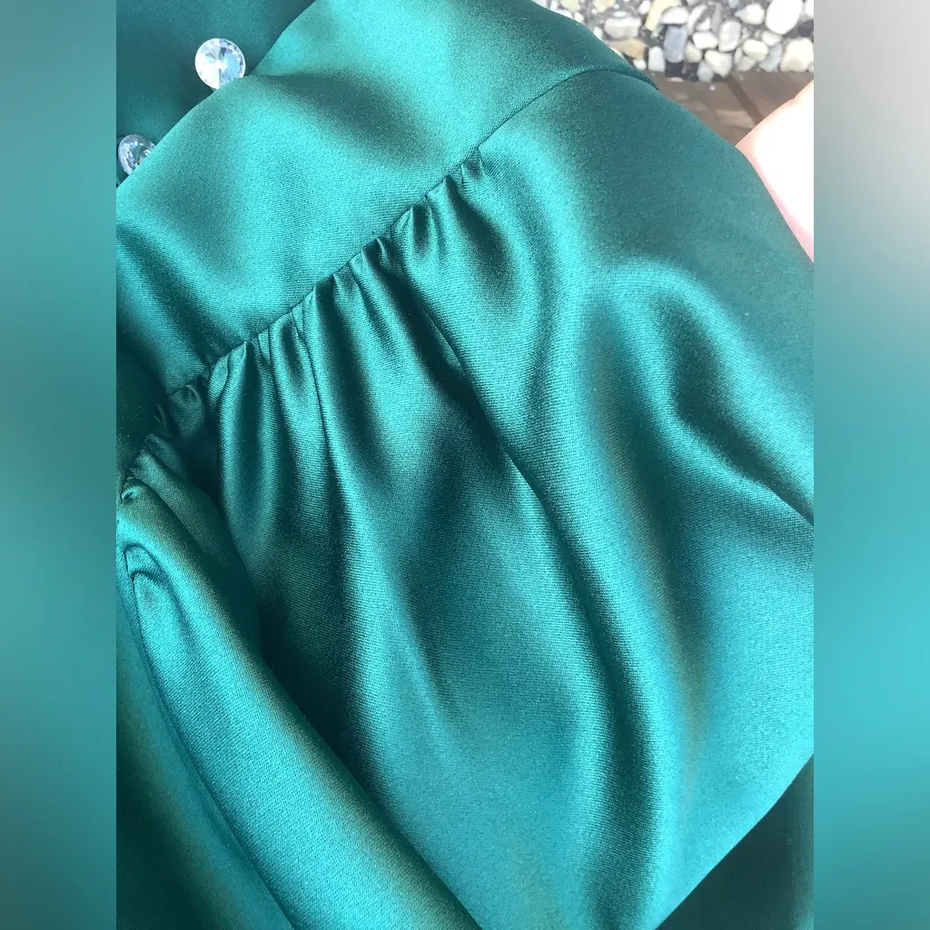 Dressy satin suit jacket 🌹🌹 Green Size 10 - Image 9