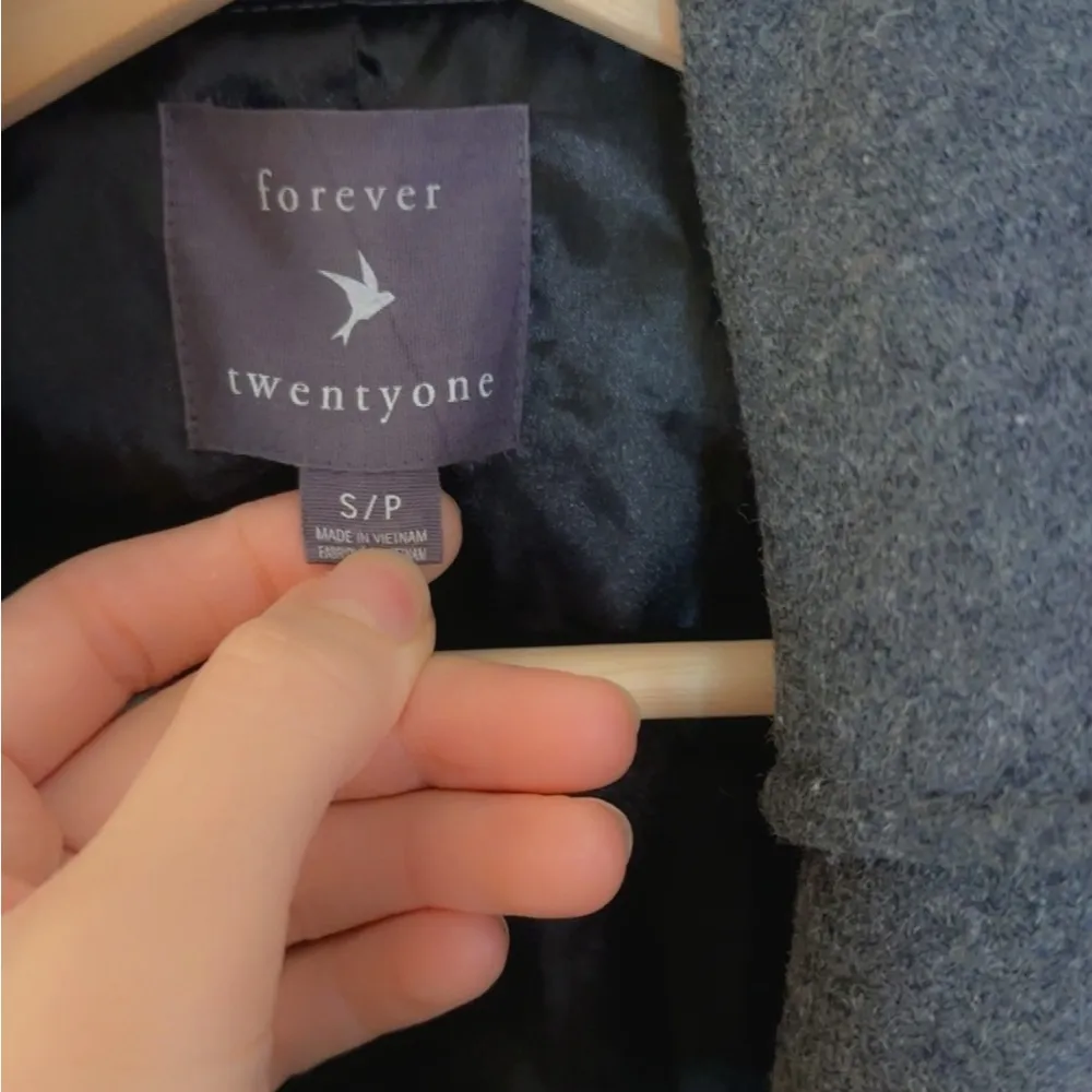 Vintage Forever 21 Winter Coat Tie Waist Pea Coat Preppy wool blend - Image 2