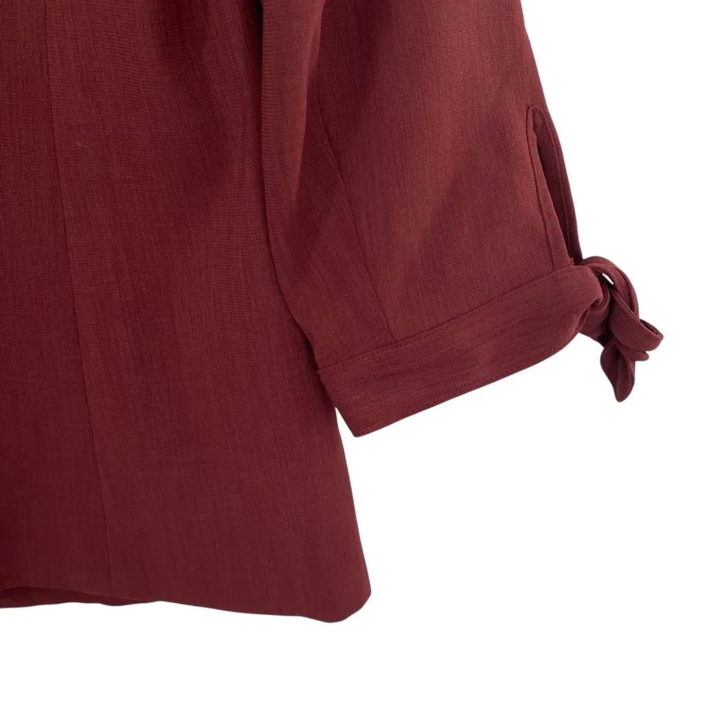 Loft Ann Taylor Burgundy Open Front Blazer Jacket - Image 7